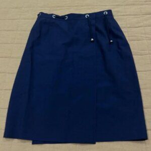 Vintage Theirry Mugler Wool Navy Wrap Skirt Size 42 Medium Tie Up VTG